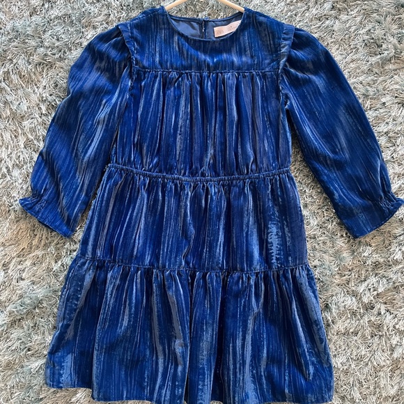 Zara Dresses New Zara Blue Velvet Girl Dress 7 Year Old Poshmark